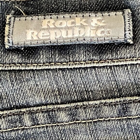 Rock & Republic Y2K Blue Tag Low Rise Bootcut Jeans Roth Acid Blue Jeans Sz 27 - Picture 4 of 13